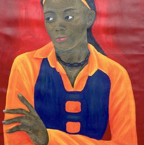 Gemälde, While I Wait 2 - 21st Century, Contemporary, Figurative, Portrait, Women, Love, Olaniyi Timothy