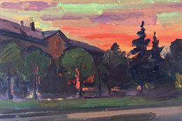 Gemälde, Sunset in the city, Peter Tovpev