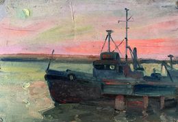 Gemälde, Ship on the ferry, Peter Tovpev