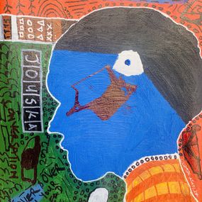 Gemälde, Jouska - 21st Century, Contemporary, Abstract, Miniature, Emotions, Africa Colors, Olumide Ajayi
