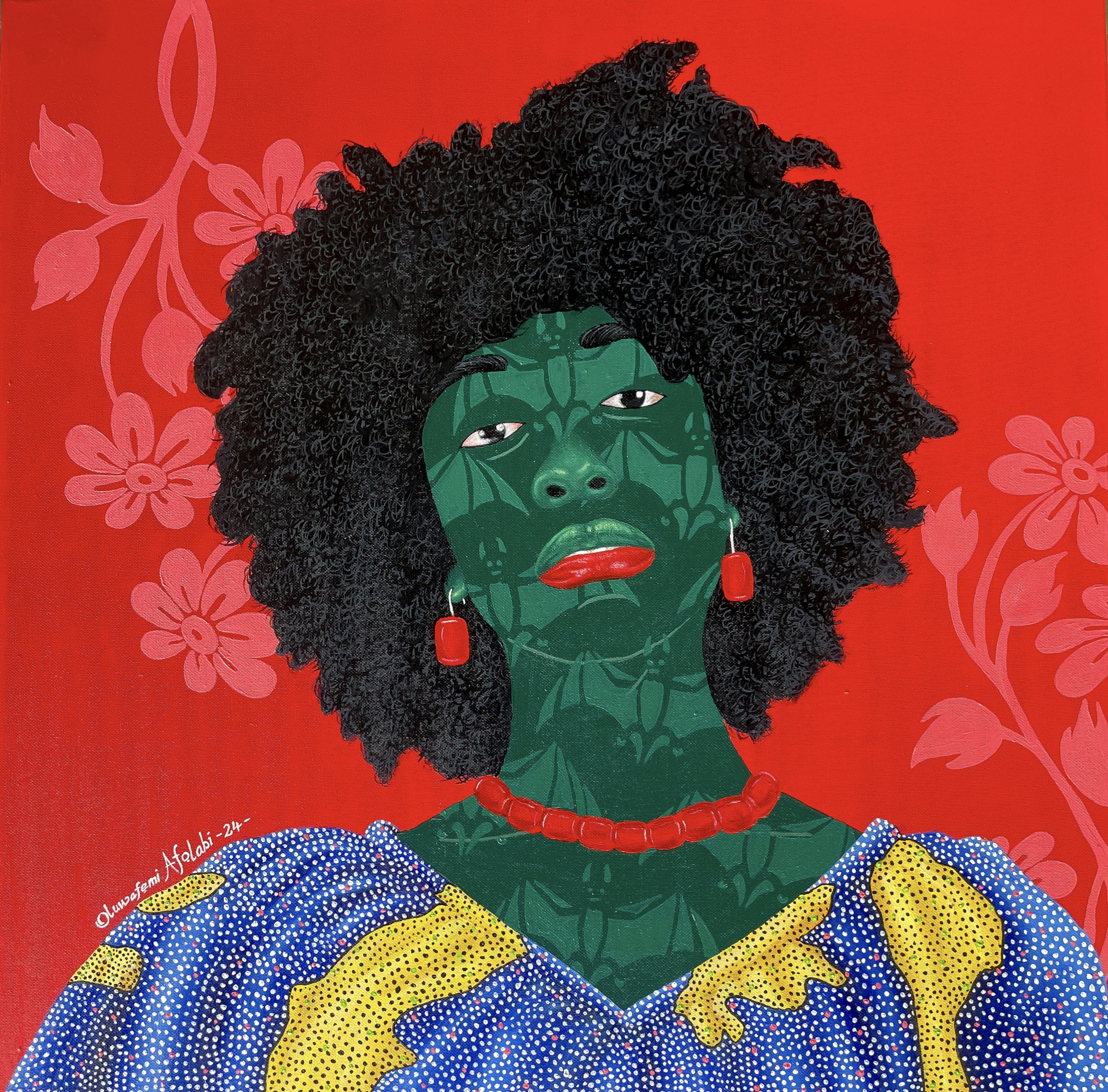 Oluwafemi Afolabi, Mixed Feeling - 21st Century, Contemporary, Figurative, Women, African Fabric Oluwafemi Afolabi, Mixed Feeling - 21st Century, Contemporary, Figurative, Women, African Fabric