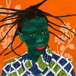 Painting, Optimistic - 21st Century, Contemporary, Figurative, Women, African Fabric, Oluwafemi Afolabi