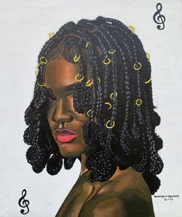 Peinture, Never Back Down - 21st Century, Contemporary, Figurative Portrait, Women, Africa, Awofadeju Solomon