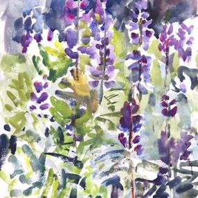 Zeichnungen, Etude with Irises. Watercolor. Flora, Fauna and Art Exh, Anna Lageda