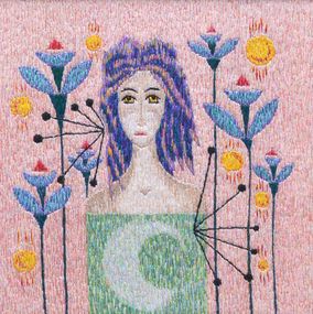 Gemälde, Embroidery painting The Martian, Ludmila Korets