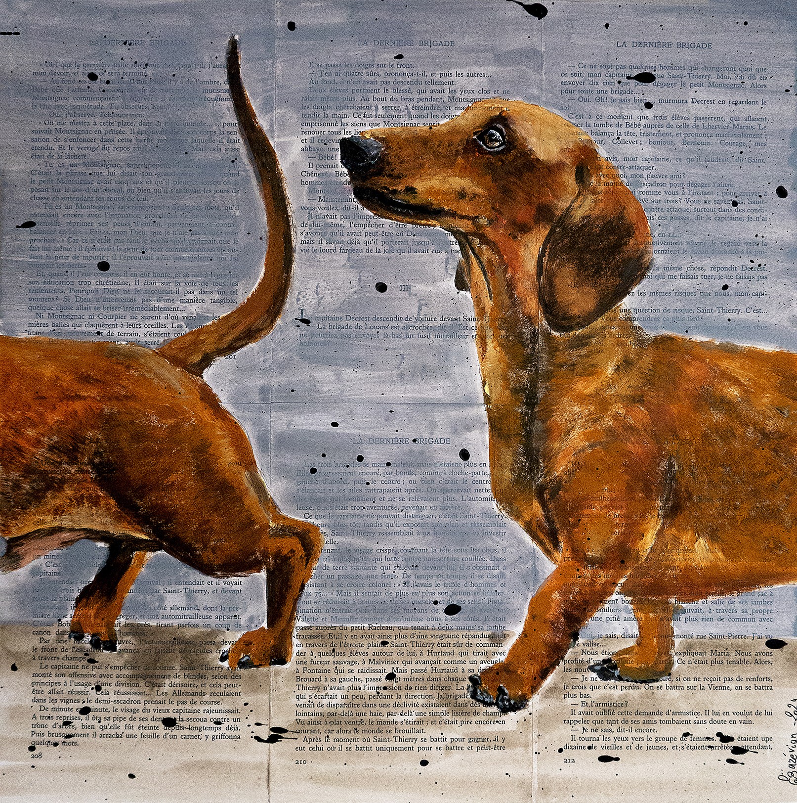 Bazévian Delacapucinière, Portrait Dachshund - French school - Where is my body 02 Chut les Barbizons! NSWE Bazévian Delacapucinière, Portrait Dachshund - French school - Where is my body 02 Chut les Barbizons! NSWE