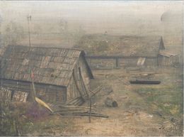 Gemälde, Paysage avec cage et sansonnet, Boris Zaborov