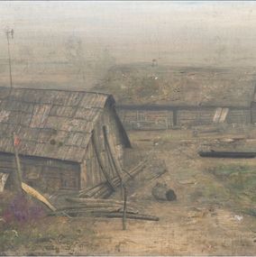 Gemälde, Paysage avec cage et sansonnet, Boris Zaborov