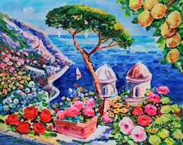 Gemälde, Ravello panorama - Amalfitan Coast painting, Alfredo Grimaldi