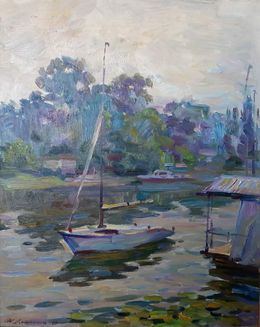Gemälde, Boat mooring, Kovalenko Ivan