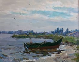 Gemälde, Boat near the shore, Kovalenko Ivan