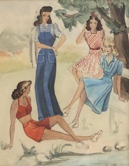 Fine Art Drawings, Dames en conversation, John Reitz