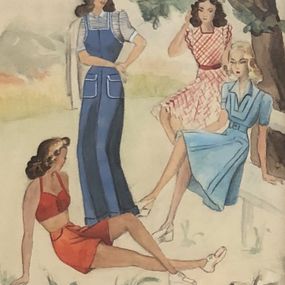 Fine Art Drawings, Dames en conversation, John Reitz