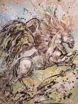 Gemälde, Pégase - Chevaux - Mythologie - Hermès, Kalh Art Kalley