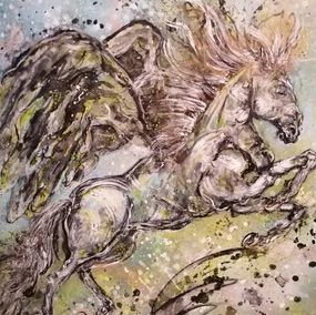 Gemälde, Pégase - Chevaux - Mythologie - Hermès, Kalh Art Kalley