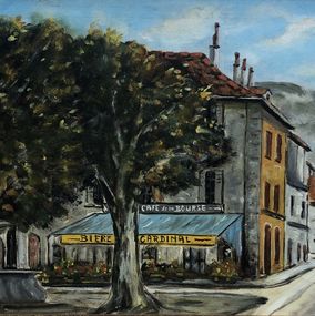 Gemälde, Café de la Bourse, Genève, Emile Helfer