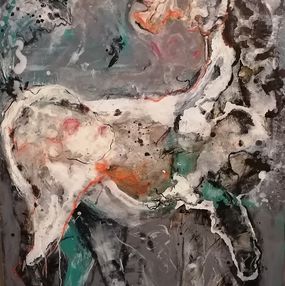 Gemälde, Bucéphale - Chevaux - Mythe - Alexandre le Grand - Hermès, Kalh Art Kalley