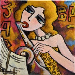 Painting, La musicienne, Martine Fauve Dechavanne