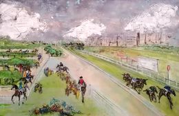 Gemälde, Déjeuner sur Herbe - Saint Cloud - Hippodrome - Francegalop- Horseracing - Courses hippique - Plat - Prix, Kalh Art Kalley