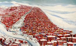 Gemälde, Larong Gar - Chine, Ville Bouddhiste Rouge, Frank De Blok