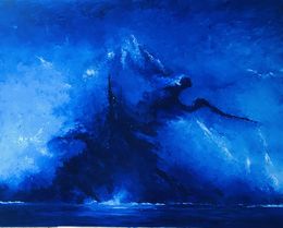 Peinture, Tempête bleue sur l'océan, Marie De Vençay