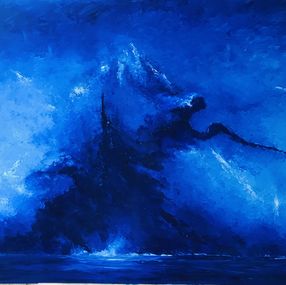 Gemälde, Tempête bleue sur l'océan, Marie De Vençay