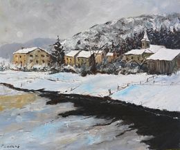 Gemälde, Winter in my countryside - Mouzaive, Pol Ledent