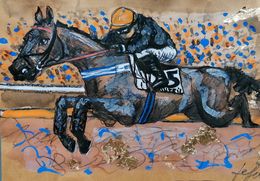 Fine Art Drawings, Gran Diose Steeple Orange Hermès 48h Obstacle 2024 course haie Auteuil, Kalh Art Kalley