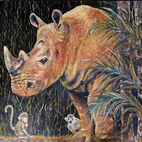 Gemälde, Rhinocéros, Nicole Lavigne
