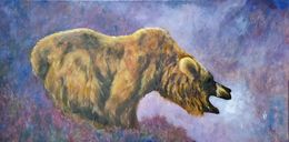 Peinture, Ours brun grondant, Nicole Lavigne