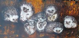 Peinture, Petits d'herissons, Nicole Lavigne