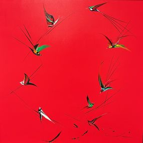 Peinture, Les oiseaux rouges, Cristo Lorini