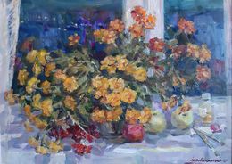 Painting, Flowers on the windowsill, Kovalenko Ivan