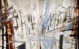 Painting, Diptych Double perspective in brown (3 positions), Frank De Blok