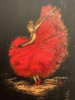 Painting, Le rouge et l’or, Sylvie Pulur