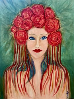 Gemälde, La dame aux roses, Sylvie Pulur