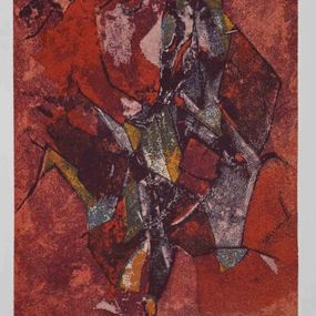 Print, Red Abstract Composition, Salvatore Provino