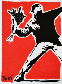 Peinture, Love rebel red (a tribute to Banksy), Dr. Love