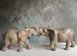 Sculpture, Baiser d’éléphants / Kiss of elephants, Sylvie Gaudissart
