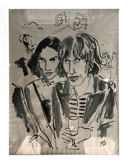 Fine Art Drawings, Mick and Bianca jagger at Studio 54, Manuel Santelices