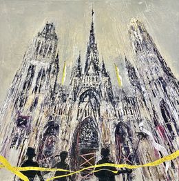Painting, Notre Dame de Rouen; enfants en révolte contre l’abus, Frank De Blok