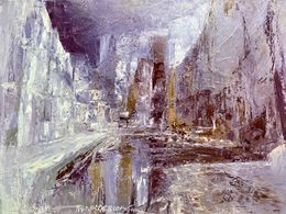 Gemälde, City waking up in the fog, Frank De Blok