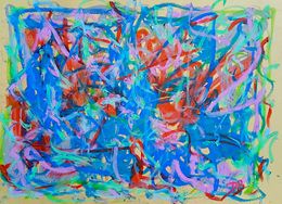 Fine Art Drawings, Landscape with red flowers, Damien Berrard