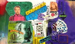 Gemälde, Las Vegas Icons Collage (unique hand painted silkscreen on canvas), Steve Kaufman