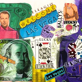 Painting, Las Vegas Icons Collage (unique hand painted silkscreen on canvas), Steve Kaufman