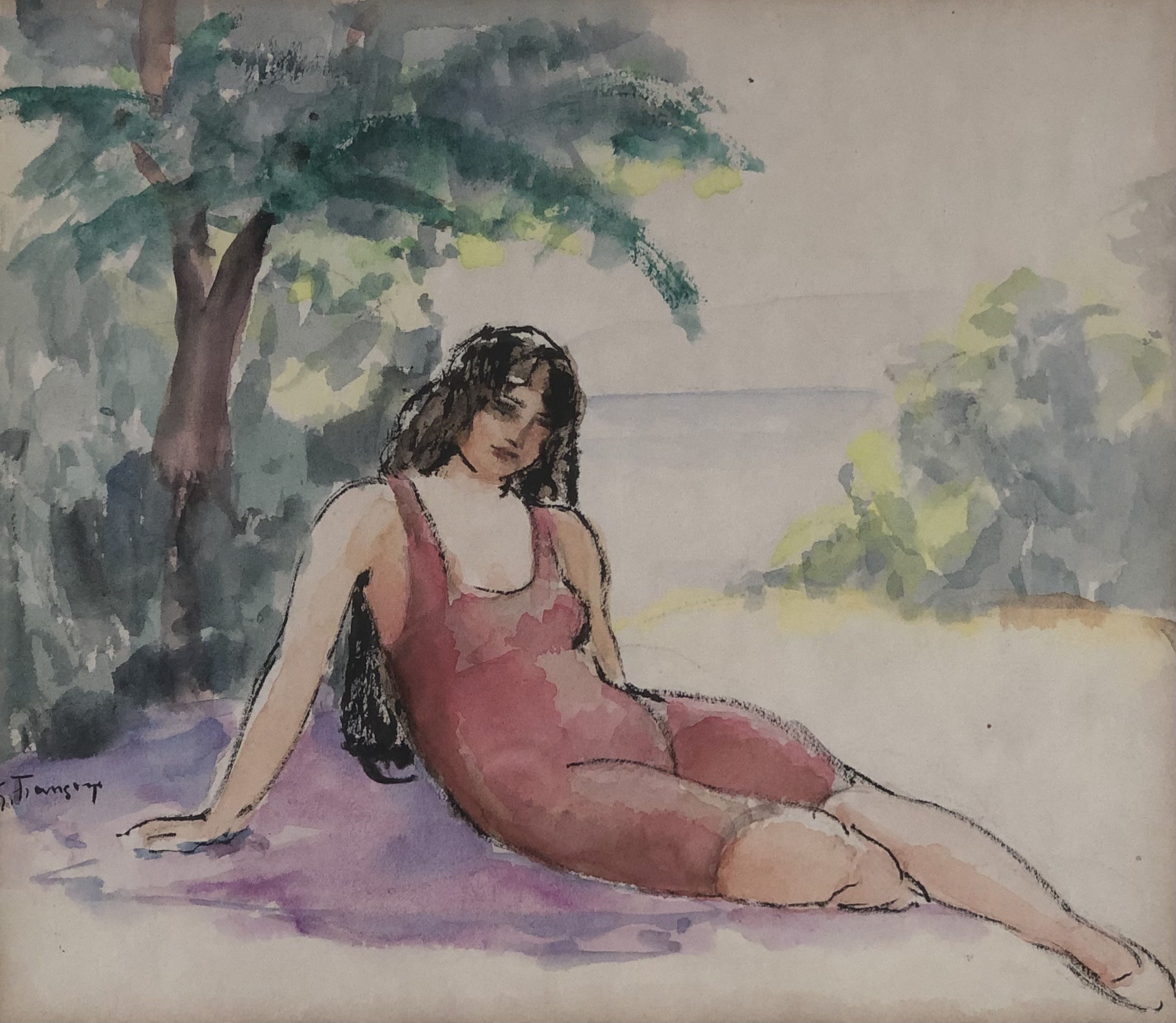 Gustave Francois, Jeune femme sur le sable Gustave Francois, Jeune femme sur le sable