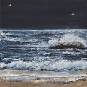 Gemälde, Chant nocturne - Paysage marin nocturne, V-Trillard