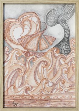 Dessin, L'attente N°1 - Paysage imaginaire stylisé, Christelle Maria
