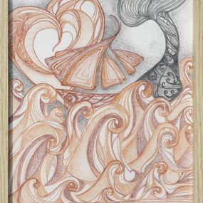 Zeichnungen, L'attente N°1 - Paysage imaginaire stylisé, Christelle Maria