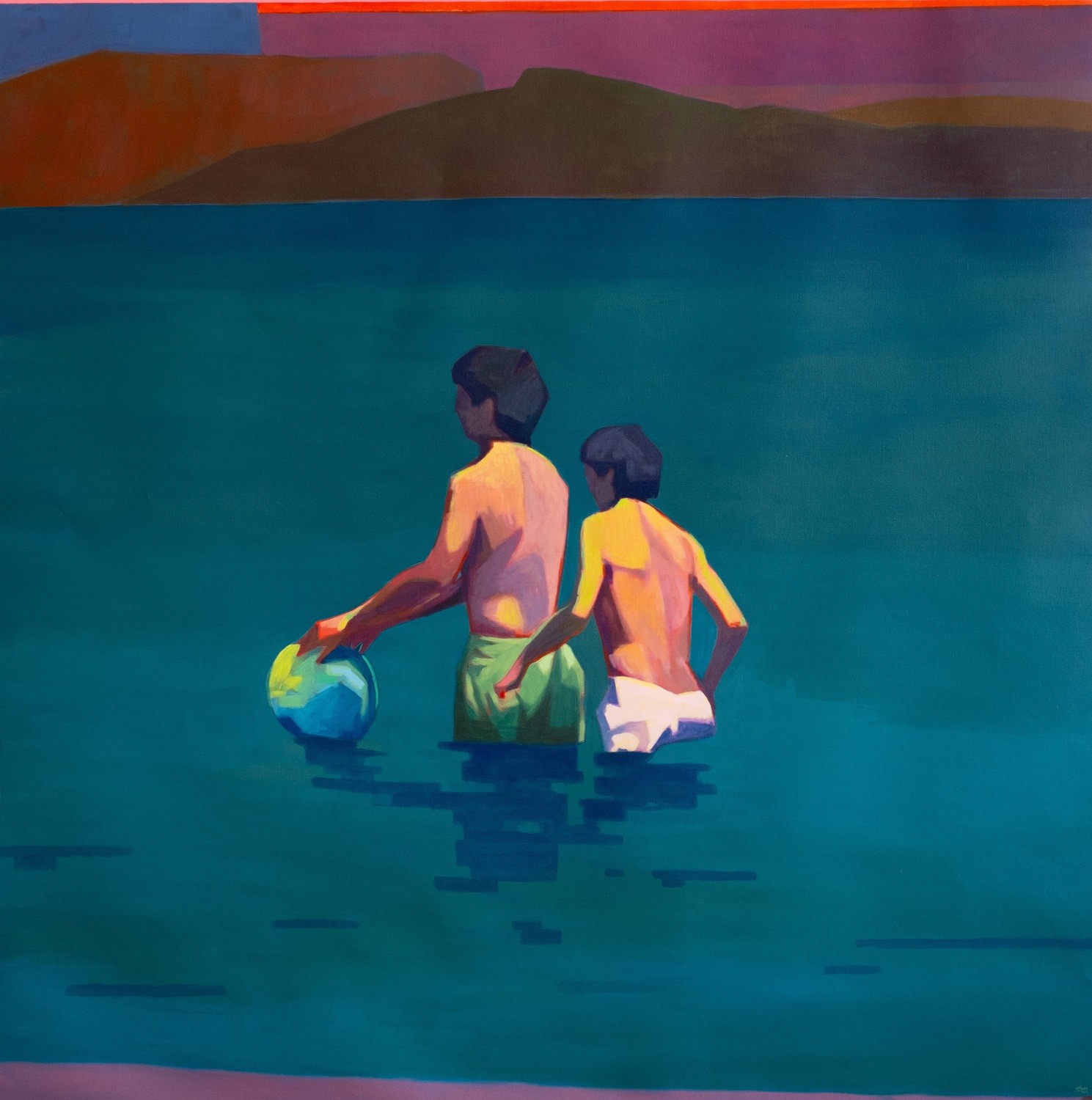 Tim Blandin, Children with a ball in the water Tim Blandin, Children with a ball in the water